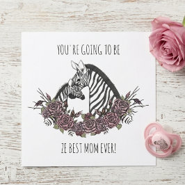 Söt zebra-mamma och unge Grattis till graviditeten Kort