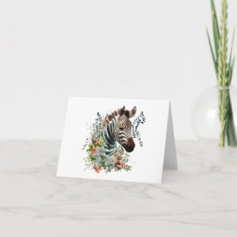 Söt Zebra med många blommor BLANK Kort