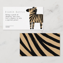 Söt zebra naturlig beige baby shower blöjlotteri tilläggskort
