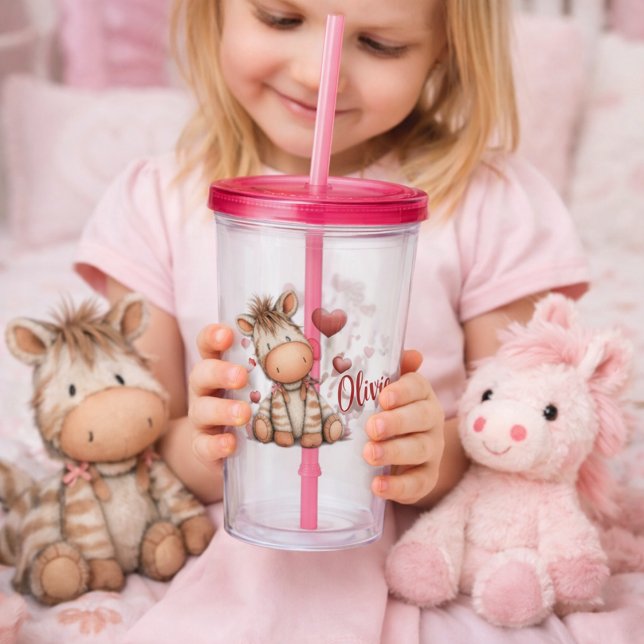 Söt zebra som håller hjärta  take away mugg (Skapare uppladdad)