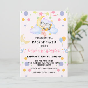 Söt zebra stjärnballong baby shower fest barn inbjudningar