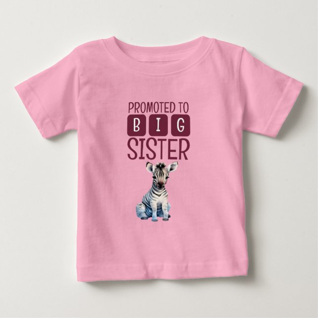 Söt zebra storesyster rosa t shirt (Framsida)