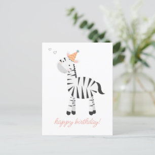 Söt Zebra Tecknad Film - Barns Födelsedag Vykort