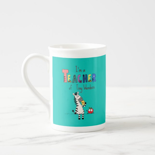 Söt zebralärare  benporslin mugg (Vänster)