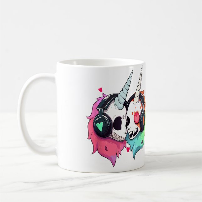 Söt Zombie Enhörning Dj Edm Rave Kaffemugg (Vänster)