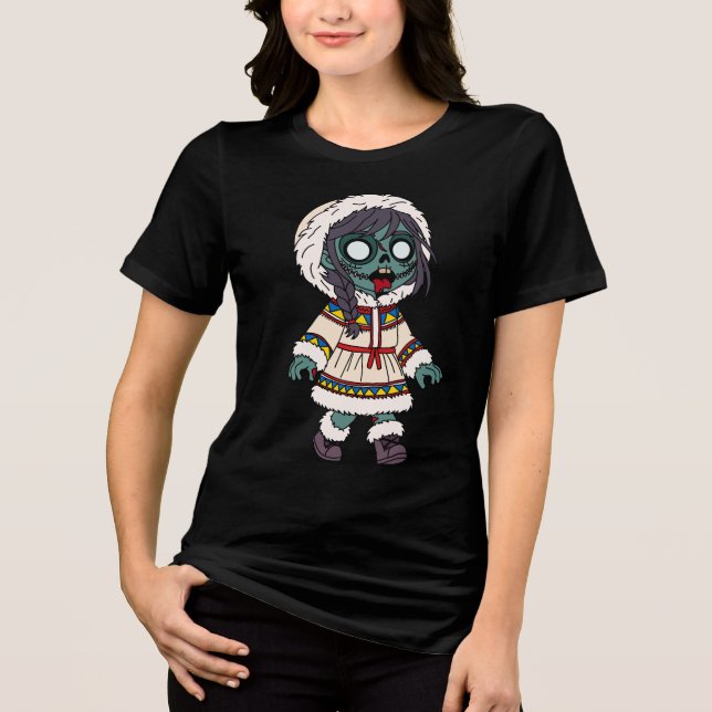 Söt Zombie Inuit Flicka T Shirt (Framsida)