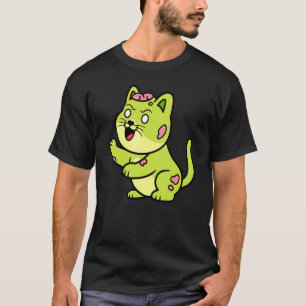 Söt Zombie Katt Halloween Kitty Retro Skräck Katt T Shirt