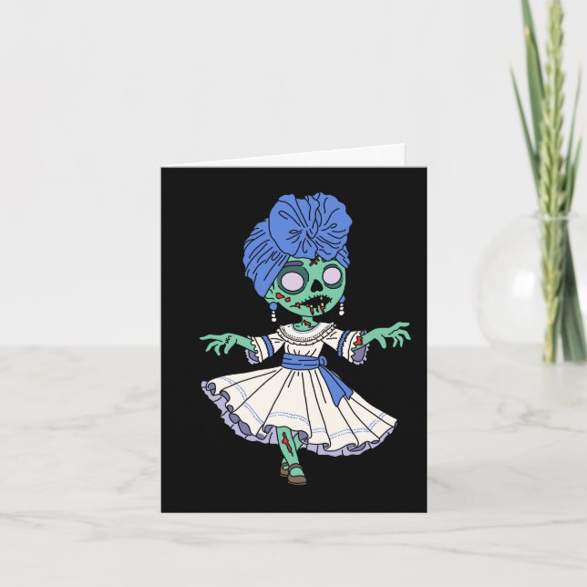 Söt Zombie Kubansk Flicka Anteckningskort (Framsida)