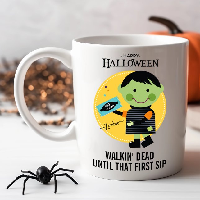 Söt Zombie med Godis Anpassningsbar Halloween Kaffemugg (Skapare uppladdad)