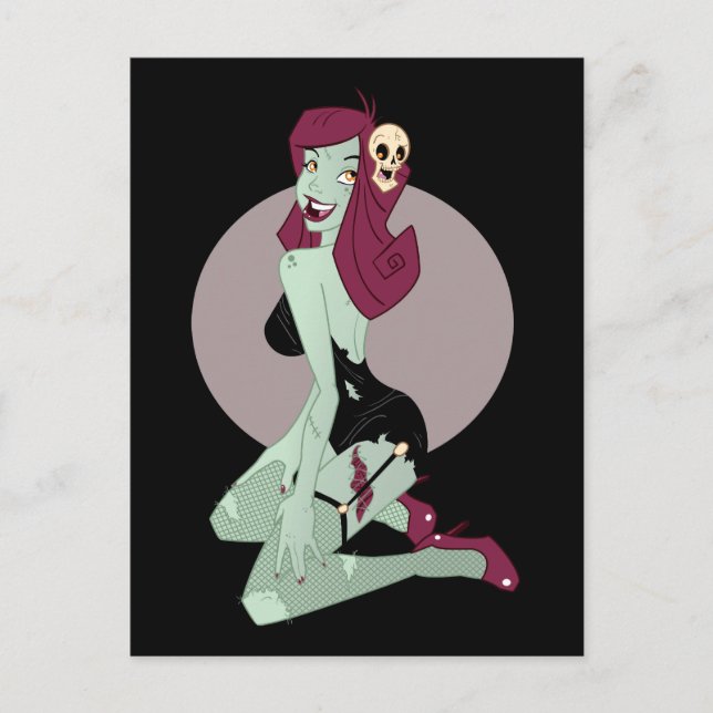 Söt Zombie Pinup Tjej Vykort (Framsida)