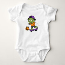 Söt Zombie Skateboard Halloween Baby Design