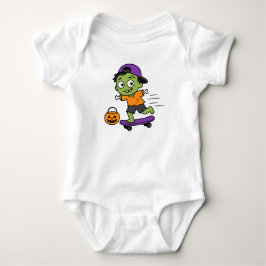 Söt Zombie Skateboard Halloween Baby Design T Shirt