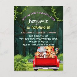 Söt Zoo djungelgård lastbil traktor pojke Födelsed Vykort