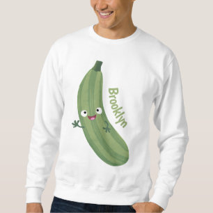 Söt zucchini glad tecknad illustration lång ärmad tröja