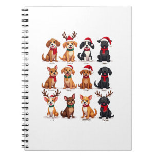 Söta 12 hundar Xmas roliga hundälskare jul hund M Anteckningsbok