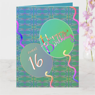 Söta 16 ballonger vikta gratulationskort kort