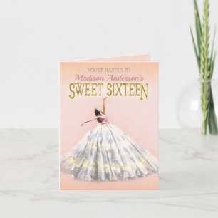 Söta 16-dagars Rosa Guld vattenfärgstryck Inbjudan