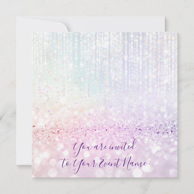 Söta 16:e Quinceanera-Möhippan Pastel Strings Inbjudningar (Framsida)