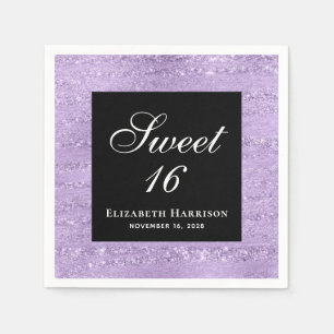 Söta 16 Eleganters Lila Födelsedagsfest Napkins Pappersservett