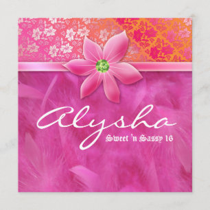 Söta 16 Feather Boa Snöre Blommigt Rosa Inbjudningar