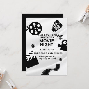 "Söta 16 Filmnatt Bash Inbjudningar