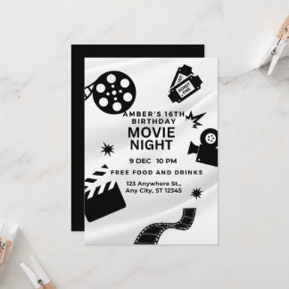 "Söta 16 Filmnatt Bash Inbjudningar