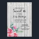Söta 16 Födelsedagsfesters Rosa Blommigt Wood Inbj Inbjudningar<br><div class="desc">Söt 16 Födelsedagsfesters Blommigt. Perfekt för vilken ålder som helst. Ändra bara texten till kostym i party. Utskrift bakåt ingår. Se matchande objekt i samlingen Wood Blommigt bröllop.</div>