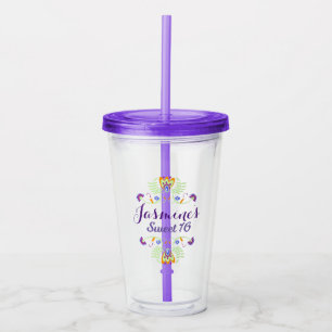 Söta 16 Folkliga Blommotiv Konst Design Take Away Mugg