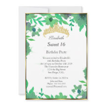 Söta 16 Gröntars Födelsedagsfest Blommor Vit