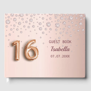 Söta 16 guld rosa diamanter gästböcker