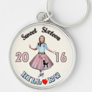 Söta '16 Hillary för president Rund Silverfärgad Nyckelring