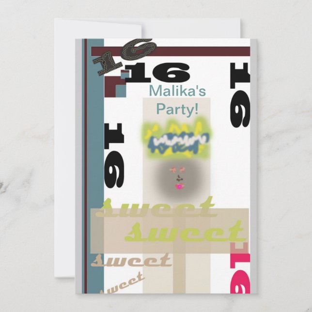 Söta 16 inbjudningar (Framsida)