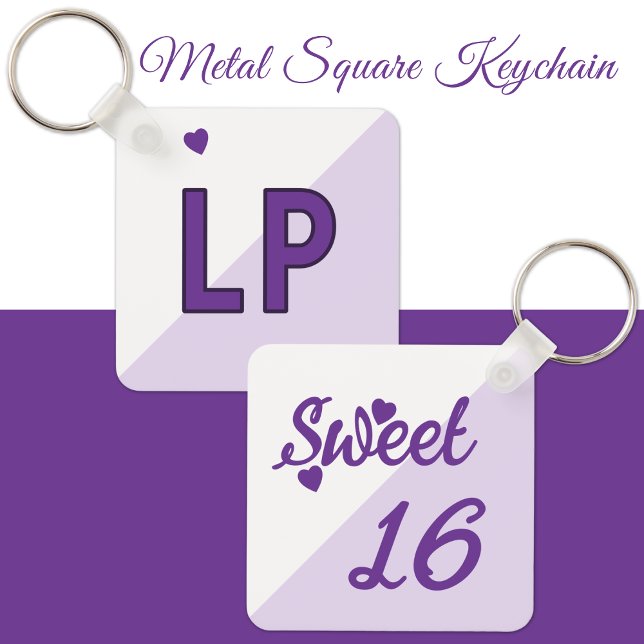 Söta 16 initialer 16-årsdag lila nyckelring (Skapare uppladdad)