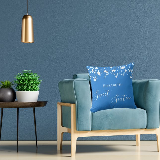 Söta 16 ljusblå vita stjärnor namn kudde (Skapare uppladdad)