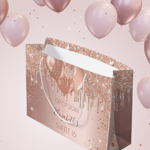 Söta 16 ro  glitter-ballonger i guld