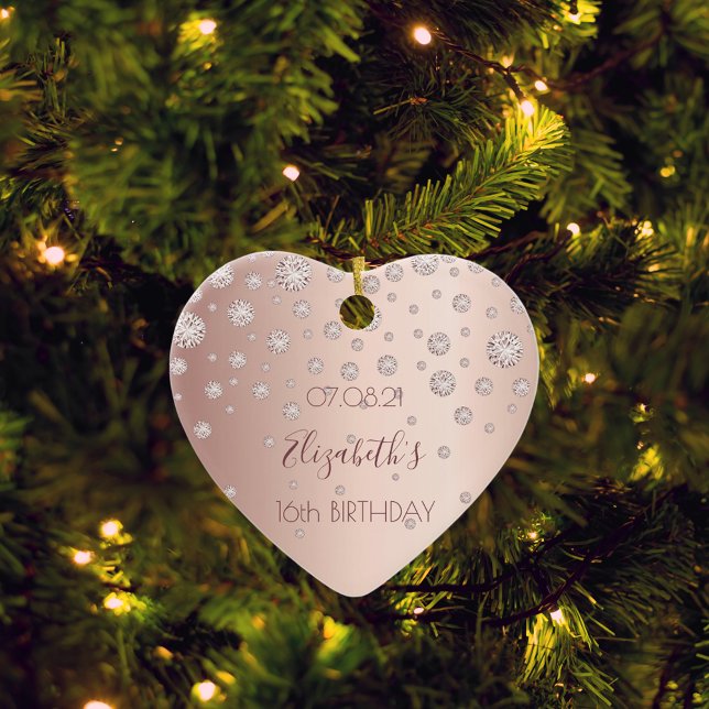 Söta 16 ro guld-diamanter julgransprydnad keramik (Skapare uppladdad)