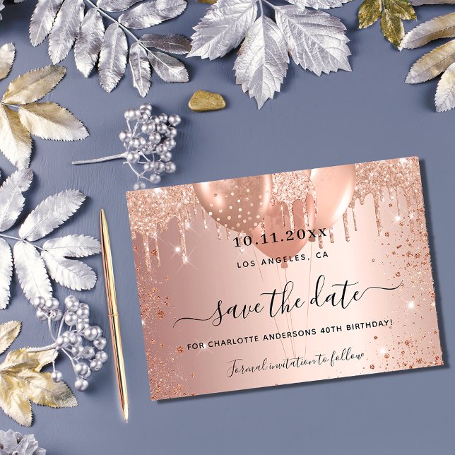 Söta 16 ro guld glitter-droppballonger spara datumet (Skapare uppladdad)