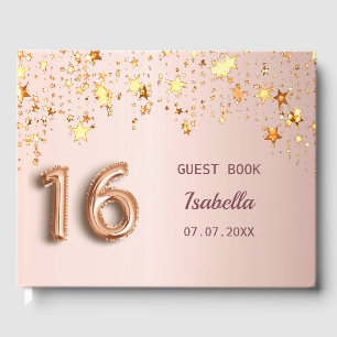 Söta 16 ro guld rosa stjärnor gästböcker