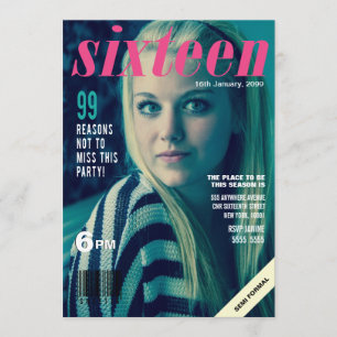 Söta 16 sexton magasin, foto till Inbjudan