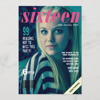 Söta 16 sexton magasin, foto till Inbjudan