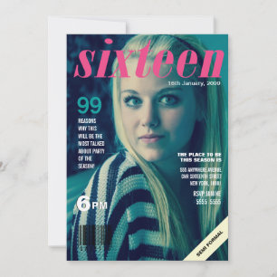 Söta 16 sexton magasin, foto till Inbjudan