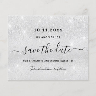 Söta 16 silver glitter budget spara datumet flygblad