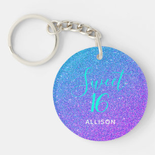 Söta 16 Teal Lila Glitter Ombre Personlig
