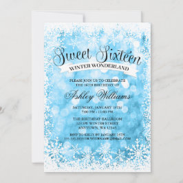 Söta 16 Winter Wonderland Blue Glitter Ljus Inbjudningar