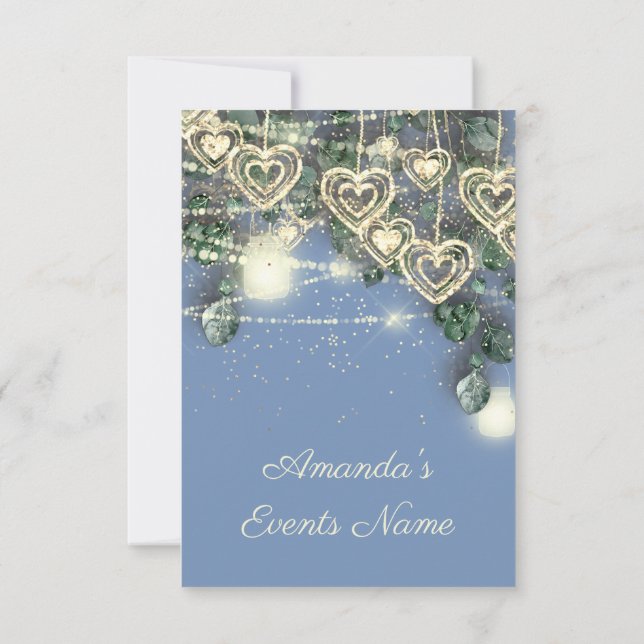 Söta 16th Bride Rustic Wood Guld Blue Mint Hearts Inbjudningar (Baksida)