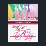 Söta 16th födelsedagsfest inbjudan - överrrakning<br><div class="desc">Tillfogar festar personifierade söta 16th födelsedagsfest inbjudan för överrrakningen - fullt av roligt och sött som kan vara… precis,  födelsedagflicknamnet och info för att skapa ett unikt och inbjudan.  Image licenserade till och med Fotolia - planlägg vid Teri Francis.</div>