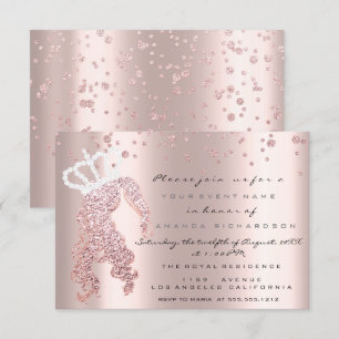 Söta 16th kronprinsglitterkonfettiar steg inbjudningar