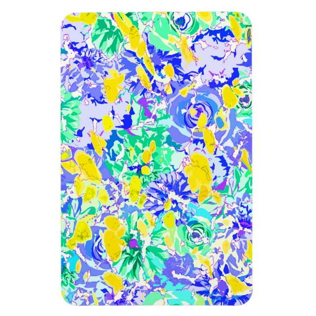 Söta abstrakta färgglada vårblommor magnet (Vertikal)