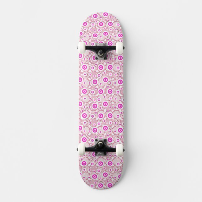 Söta abstrakta rosa prickmönster mini skateboard bräda 18,5 cm (Framsida)