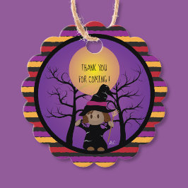 Söta afroamerikanska häx Halloween presentkortstag Gåvor Etiketter